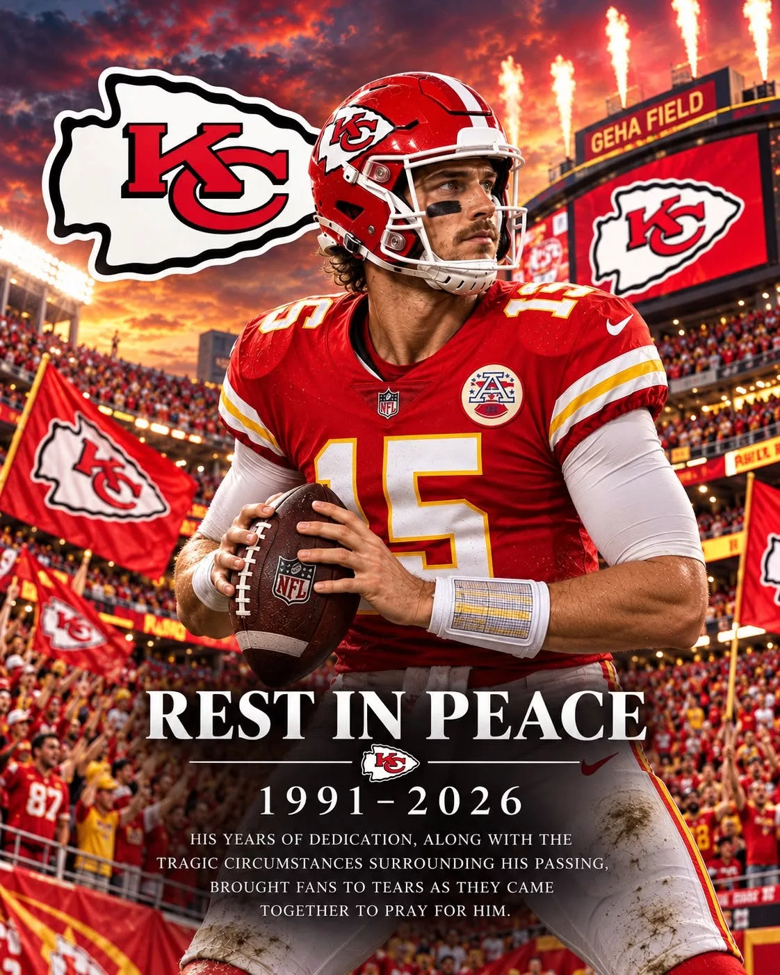Cover Image for SAD NEWS: Former Kansas City Chiefs star tragically dies at 35 after being shot while breaking up a bar fight, leaving behind his newlywed wife and a 5-year-old child. His passing has left the Kansas City Chiefs community and NFL fans everywhere in deep mourning.