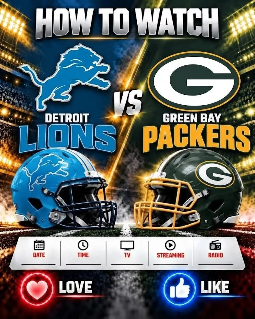 Cover Image for How to Watch the Game: Detroit Lions vs. Green Bay Packers — Time, TV Channel, Streaming Info, and Everything You Need to Know.