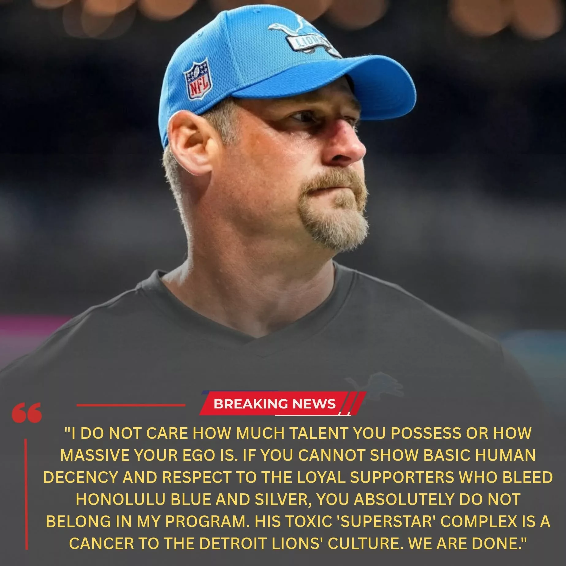 Cover Image for BREAKING NEWS: The Detroit Lions have permanently dismissed a star player, effective immediately, following an appalling incident outside Ford Field in which the athlete allegedly ignored an 82-year-old lifelong Lions supporter and refused to take a photo.