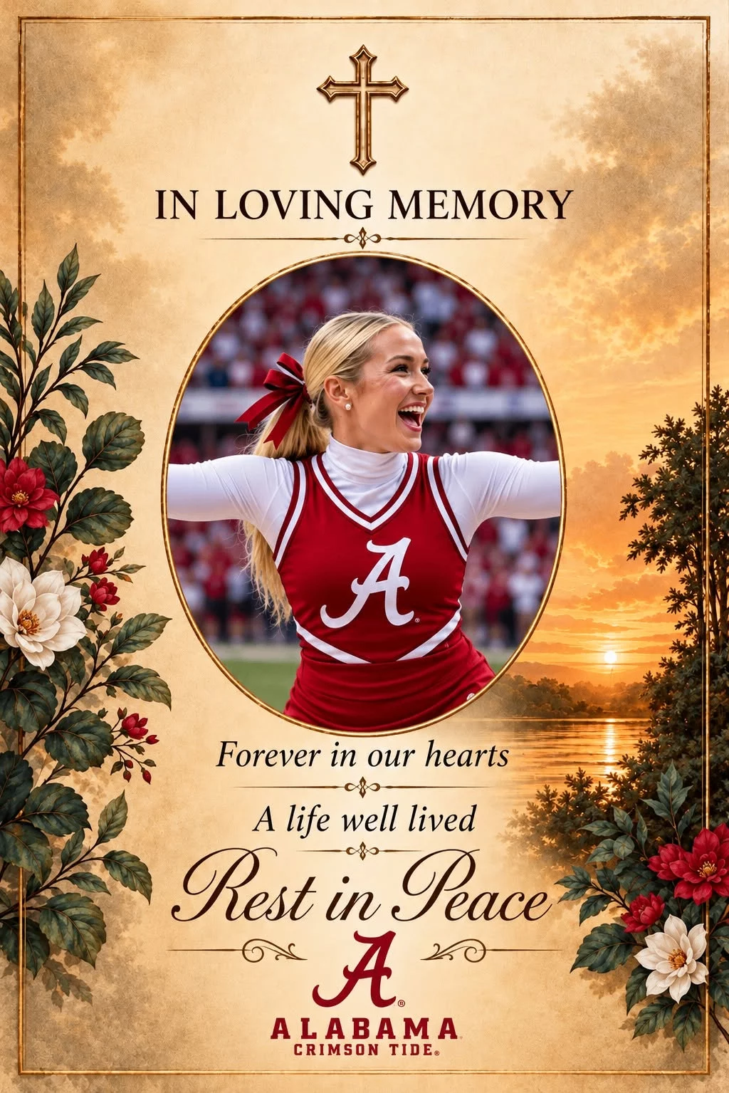Cover Image for 💔 TRAGIC LOSS: A longtime Alabama Crimson Tide cheerleader who served Alabama Crimson Tide fans for many years has lost her life at age 27 after a heartbreaking family dispute, leaving behind a 3-year-old child.