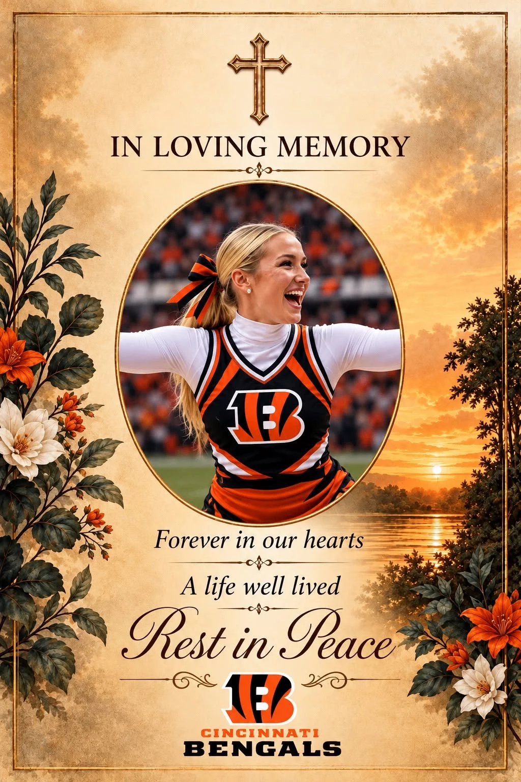 Cover Image for TRAGIC LOSS: A longtime Cincinnati Bengals cheerleader who supported Bengals fans for many years has lost her life at age 27 after a heartbreaking family dispute, leaving behind a 3-year-old child.