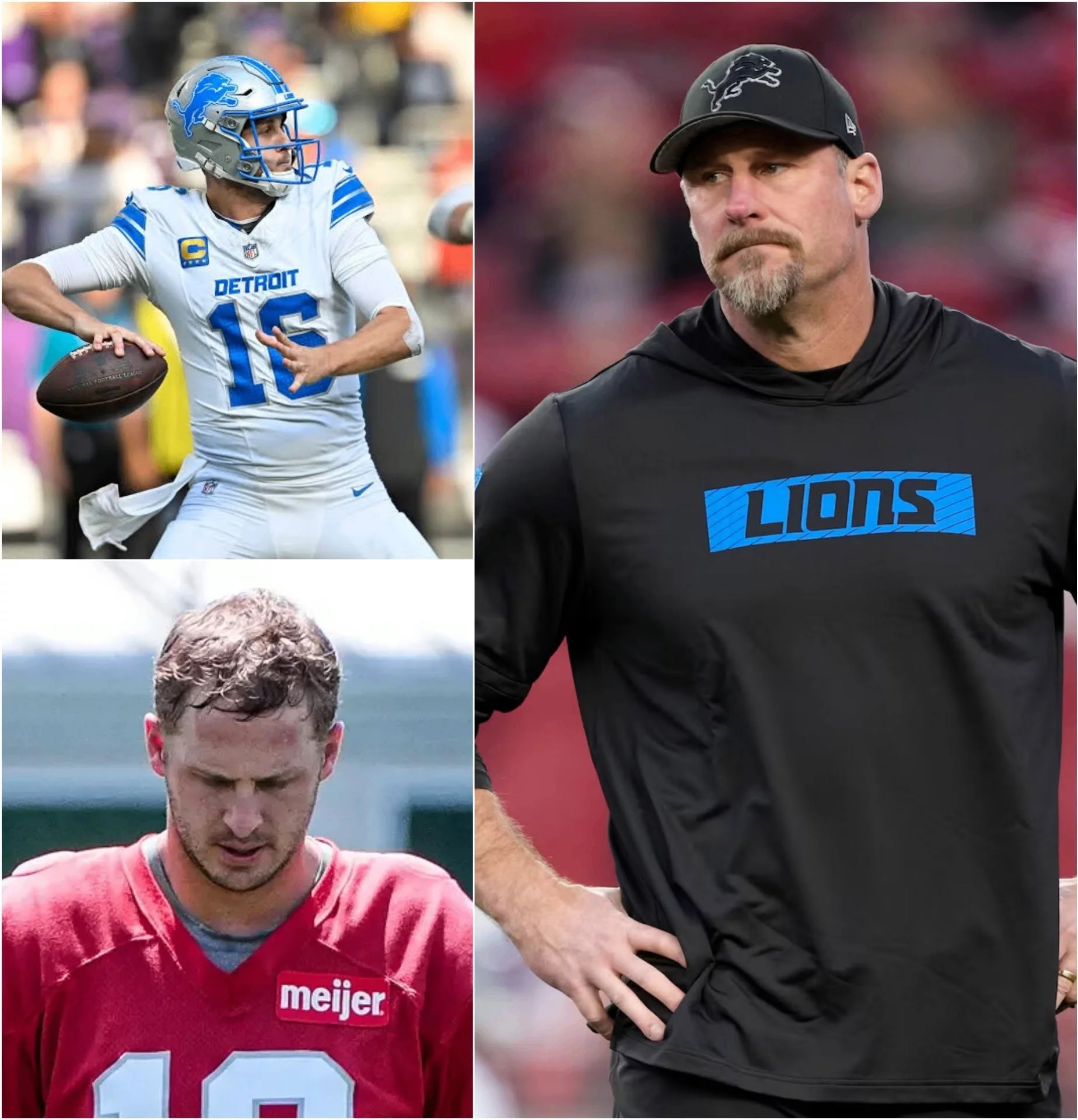 Cover Image for No more secrets: Detroit Lions head coach Dan Campbell and star quarterback Jared Goff reportedly decided to announce this just 15 minutes ago following an emergency team meeting…
