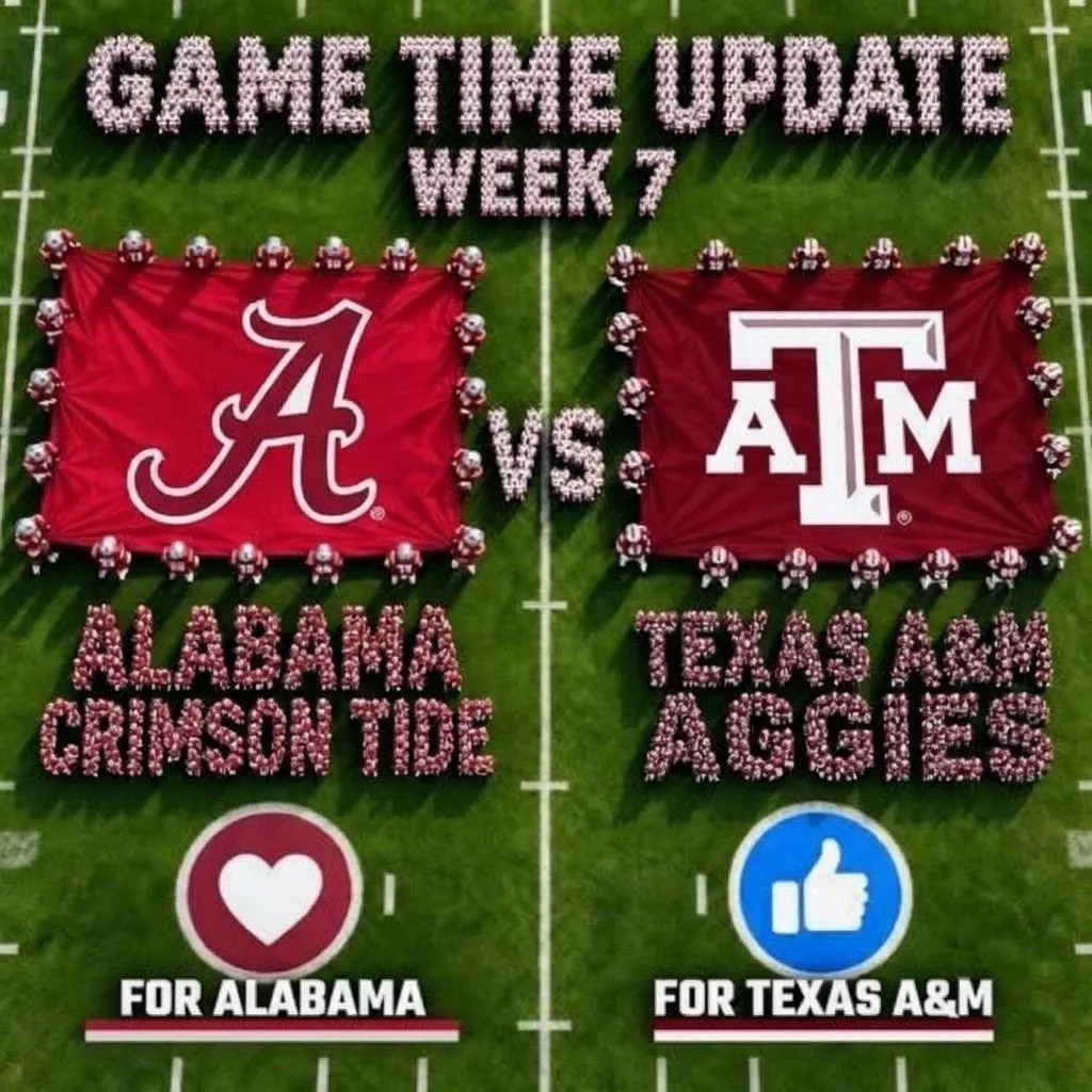Cover Image for GAME TIME UPDATE: ALABAMA CRIMSON TIDE VS. TEXAS A&M AGGIES IS COMING FAST — AND THIS SEC SHOWDOWN IS ONE CRIMSON TIDE NATION ABSOLUTELY CAN’T AFFORD TO MISS.