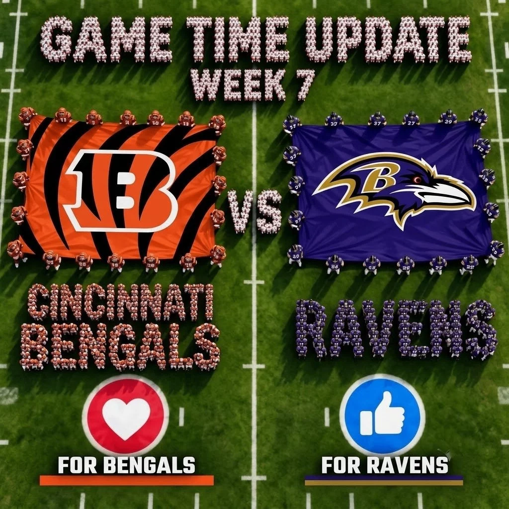 Cover Image for 🚨🏈 GAME TIME UPDATE: CINCINNATI BENGALS VS. BALTIMORE RAVENS IS COMING FAST — AND THIS AFC NORTH SHOWDOWN IS ONE BENGALS NATION ABSOLUTELY CAN’T AFFORD TO MISS. 🔥