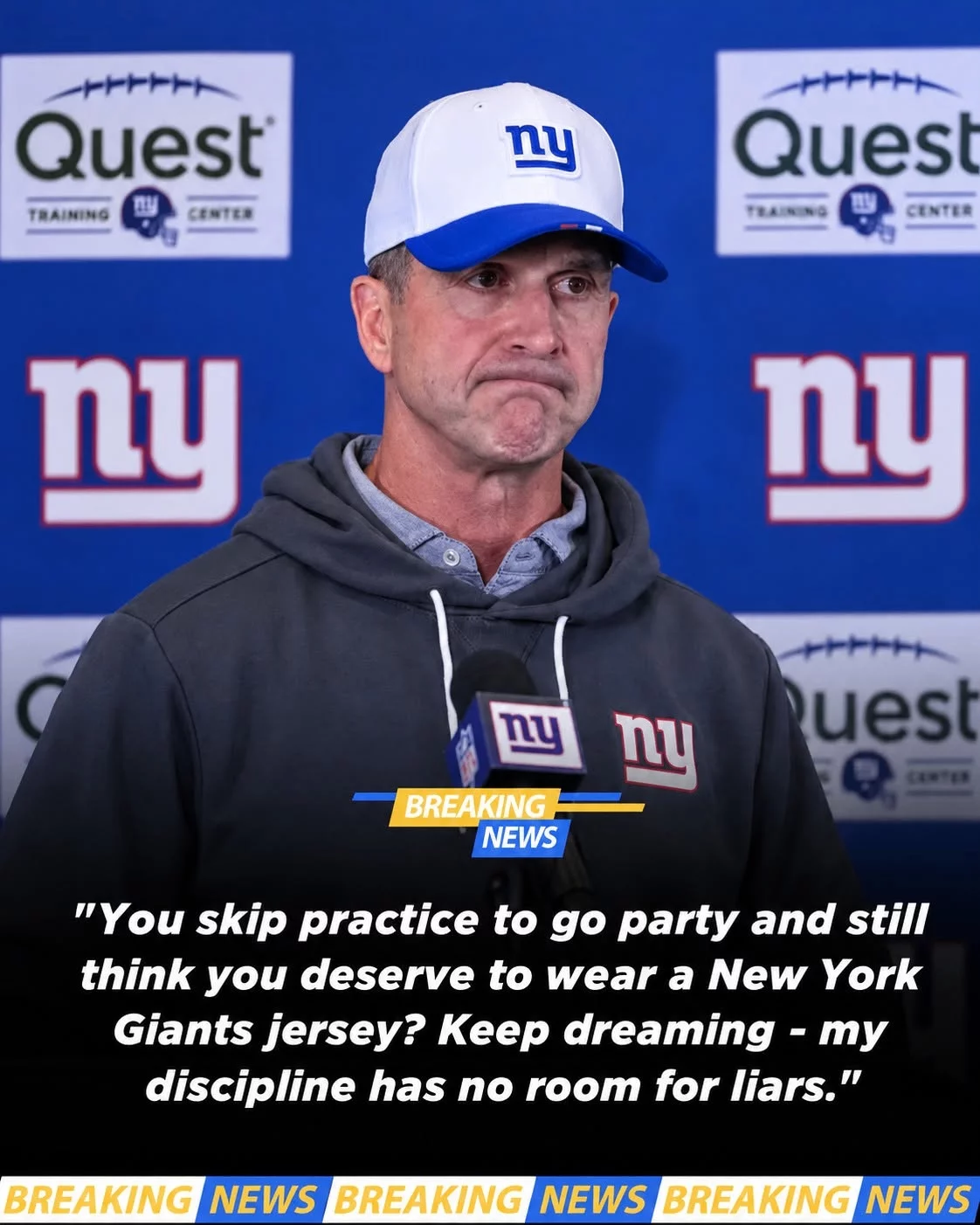 Cover Image for 🚨 BREAKING: New York Giants in Turmoil After Coach John Harbaugh Allegedly Suspends Two Star Players