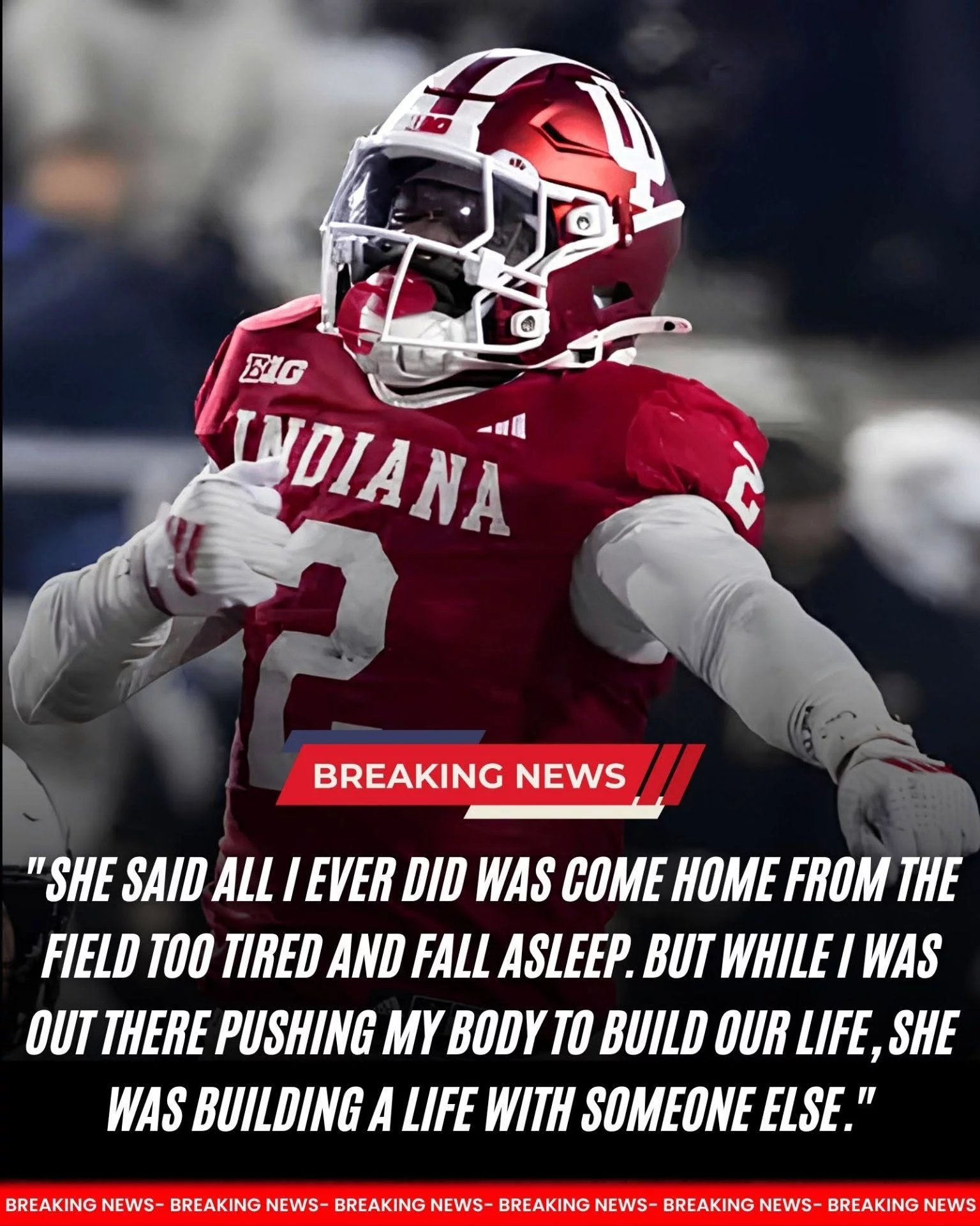 Cover Image for BREAKING: Indiana Hoosiers Football Legend has reportedly filed a shocking lawsuit against his wife after a routine b.l.o.o.d test ahead of their child’s surgery allegedly revealed that he is not the biological father of any of the children in their family.