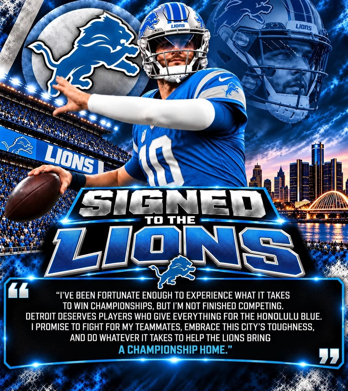 Cover Image for LIONS WASTE NO TIME: Just 3 Hours After His Stunning Release, a Two-Time Super Bowl Champion Reportedly Agrees to Join Detroit — And the Lions May Have Just Found a Game-Changing New Weapon for Their Offense!