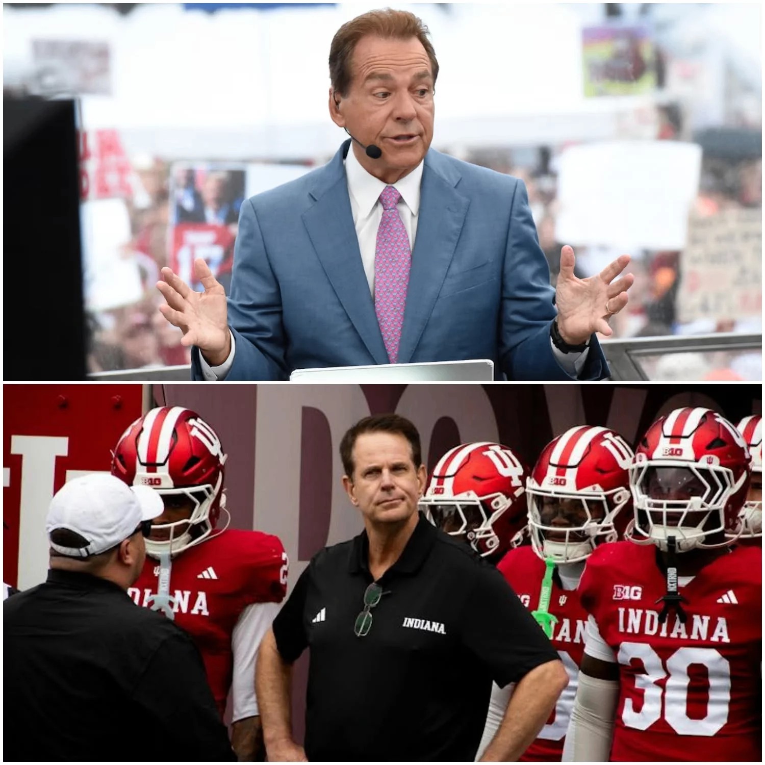 Cover Image for Nick Saban issued a powerful “11-word warning” to head coach Curt Cignetti and the entire Indiana Hoosiers team following their 13 – 6 victory to the Michigan.