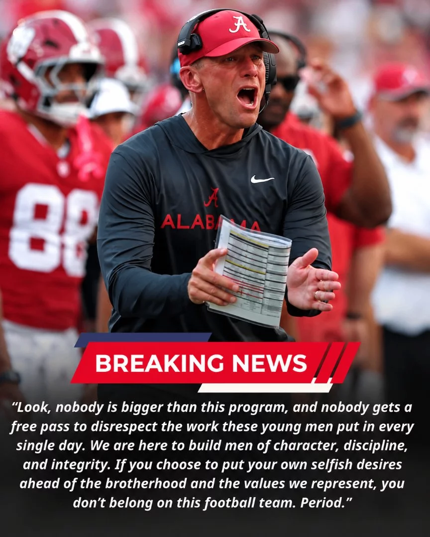 Cover Image for SHOCKWAVE IN TUSCALOOSA: Kalen DeBoer Suspends Three Alabama Crimson Tide Players After Alleged Nightclub Scandal During Week 8 Preparations — “Not Under My Watch!”