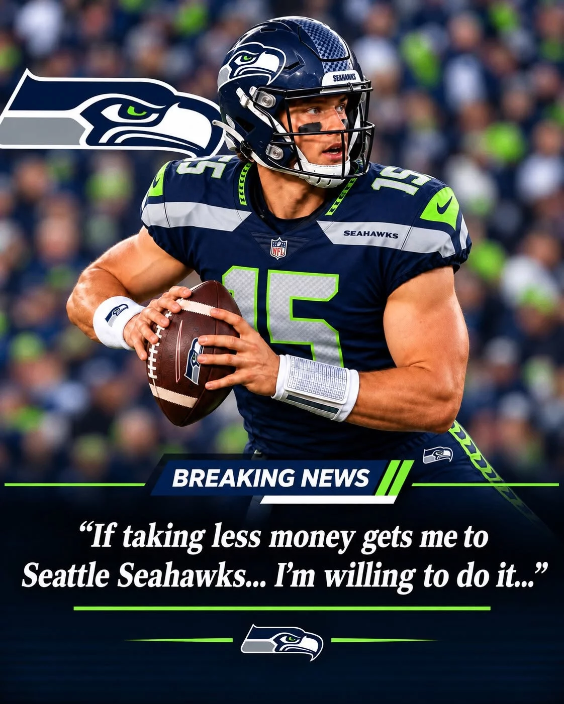 Cover Image for Just 3 Hours After His Previous Team Moved On From Him, a Former Highly Rated Prospect and Proven Star Stuns the NFL World by Declaring He Wants to Join the Seattle Seahawks — Willing to Accept a Pay Cut and Play Alongside the Seahawks’ Stars Just to Call Seattle Home!